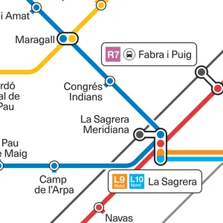 The current Barcelona metro map, with dots around the map to show what stations you visited.