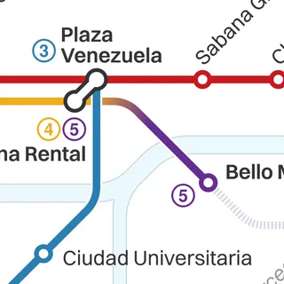 A map depicting the Caracas metro network, which includes the Los Teques metro. It also shows lines that are under construction.