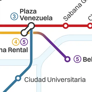 A map depicting the Caracas metro network, which also includes the Los Teques metro.