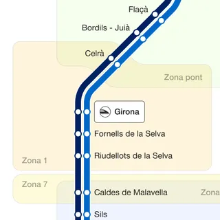 Rodalies map for Girona.
