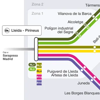 Rodalies map for Lleida.