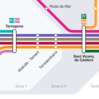 Rodalies map for Tarragona.