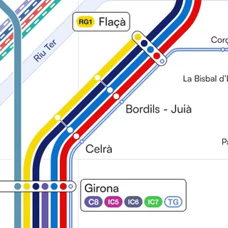 A map depicting the proposed railway network for Catalonia. It's a complex network of commuter, regional and high speed lines.